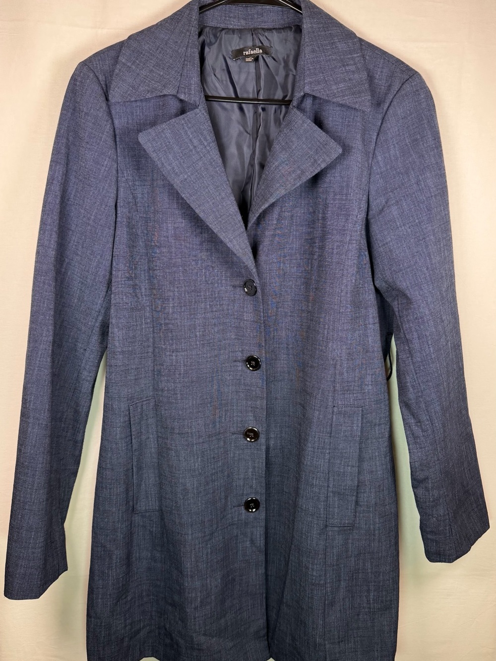 Rafaella Navy Textured Long Blazer